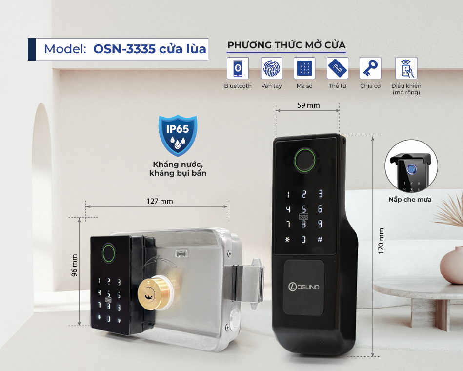 Khóa vân tay dùng cho cửa cổng phù hợp với tất cả các loại cửa cổng, khóa điện tử chống nước IP68