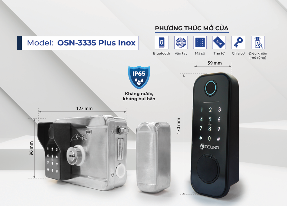 Khóa vân tay dùng cho cửa cổng phù hợp với tất cả các loại cửa cổng, khóa điện tử chống nước IP68